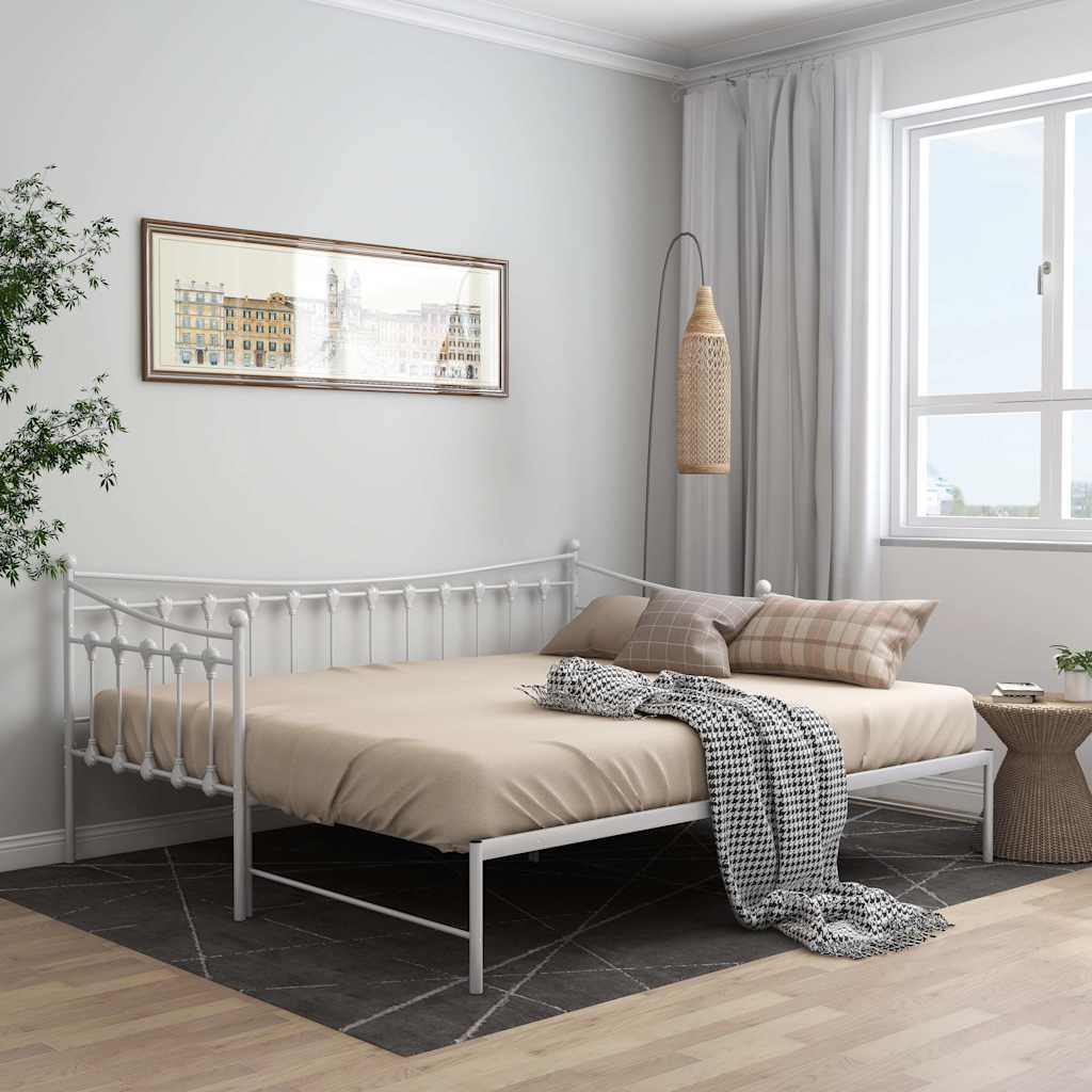 Ausziehsofa Bettgestell Weiß Metall 90x200 cm