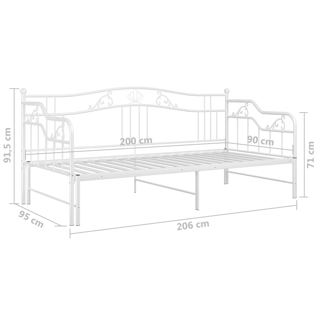 Ausziehsofa Bettgestell Weiß Metall 90x200 cm