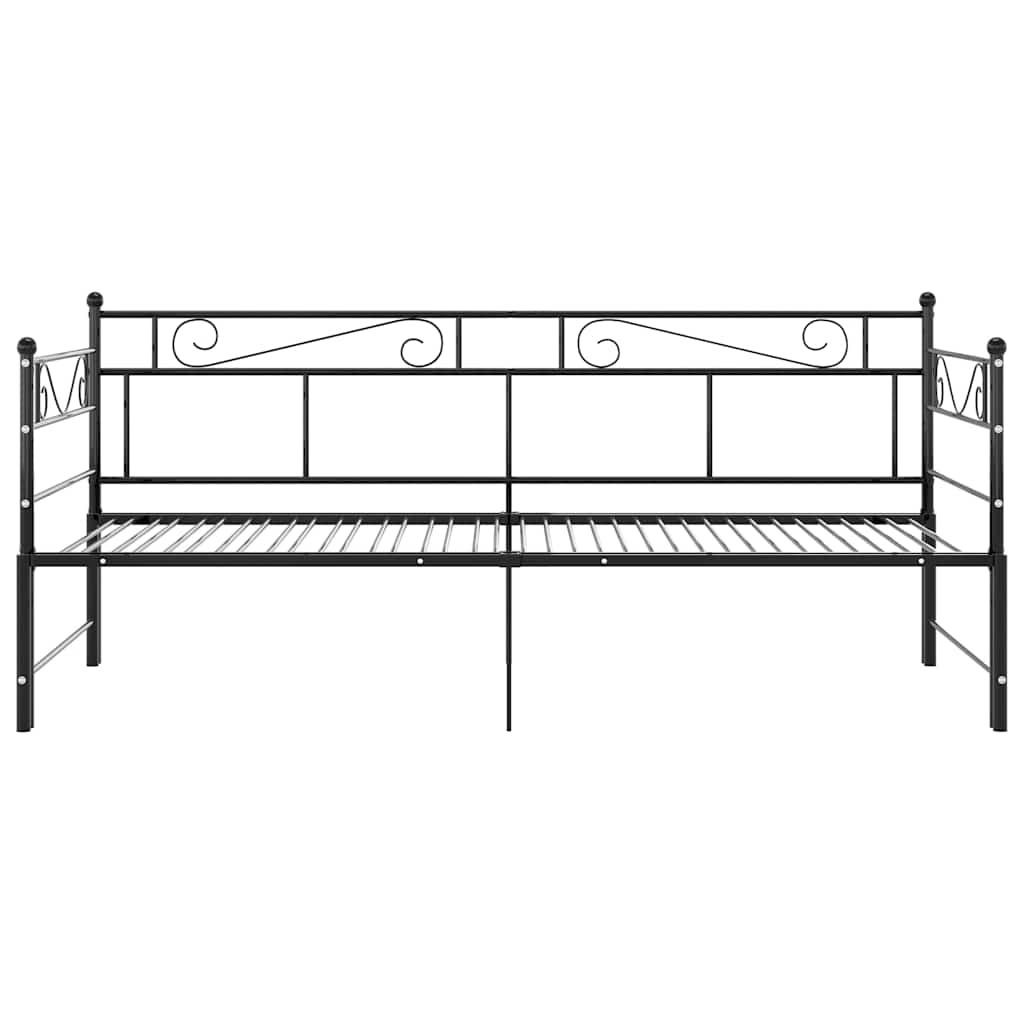 Ausziehsofa Bettgestell Schwarz Metall 90x200 cm