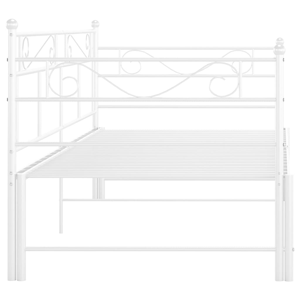 Ausziehsofa Bettgestell Weiß Metall 90x200 cm