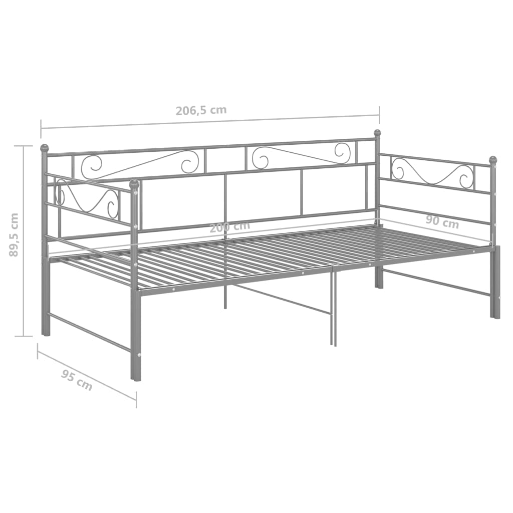 Ausziehsofa Bettgestell Grau Metall 90x200 cm