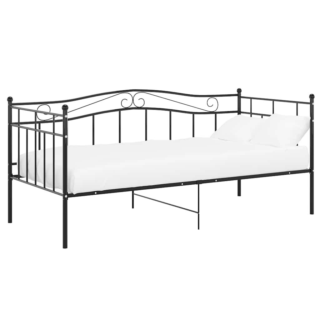 Schlafsofa Bettgestell Schwarz Metall 90x200 cm