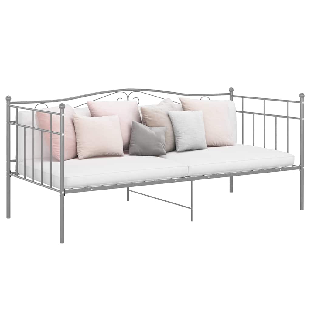 Schlafsofa Bettgestell Grau Metall 90x200 cm