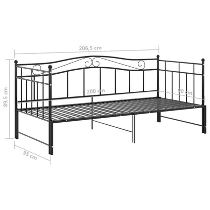 Ausziehsofa Bettgestell Schwarz Metall 90x200 cm