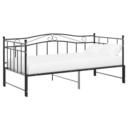 Ausziehsofa Bettgestell Schwarz Metall 90x200 cm