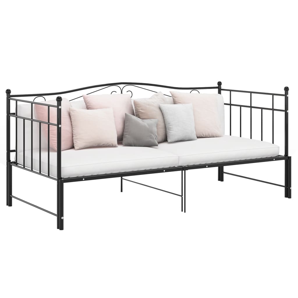 Ausziehsofa Bettgestell Schwarz Metall 90x200 cm