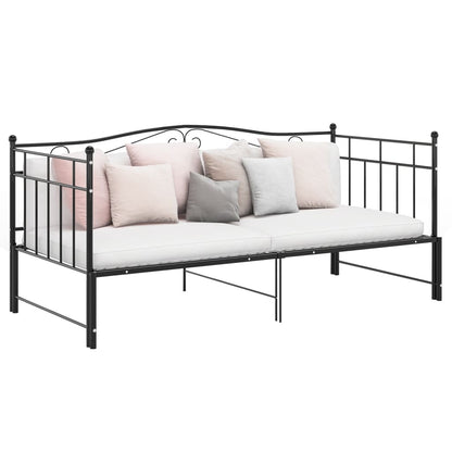 Ausziehsofa Bettgestell Schwarz Metall 90x200 cm