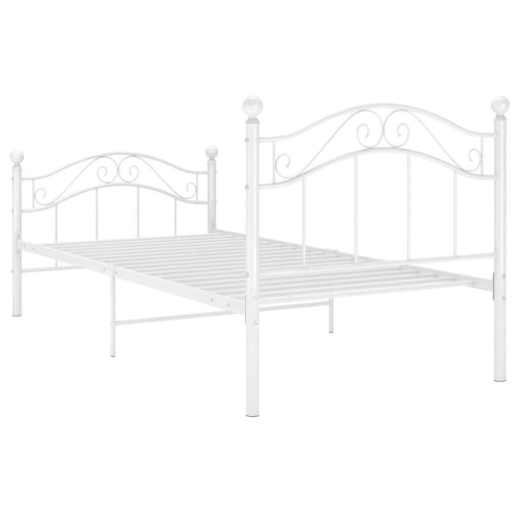 Bett Weiß Metall 90x200 cm