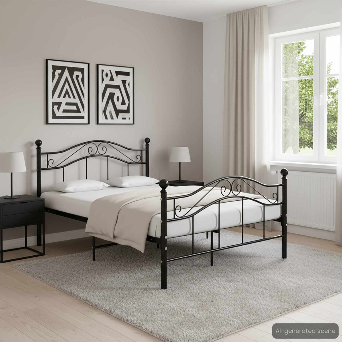 Bett Schwarz Metall 120x200 cm
