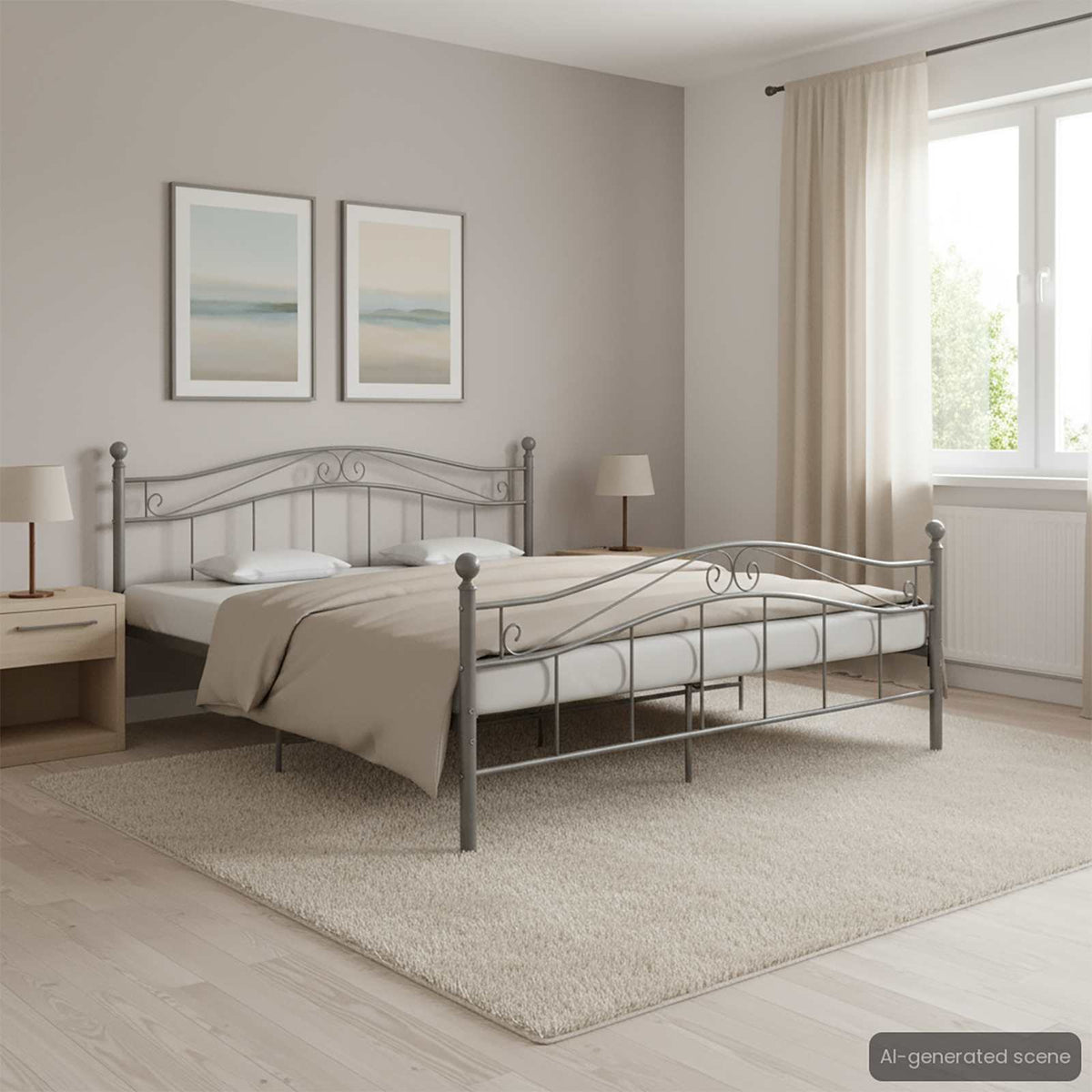Bett Grau Metall 140x200 cm