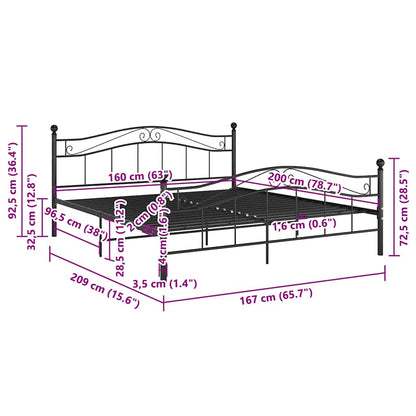 Bett Schwarz Metall 160x200 cm