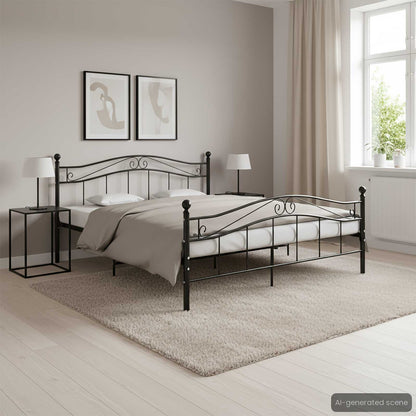 Bett Schwarz Metall 200x200 cm