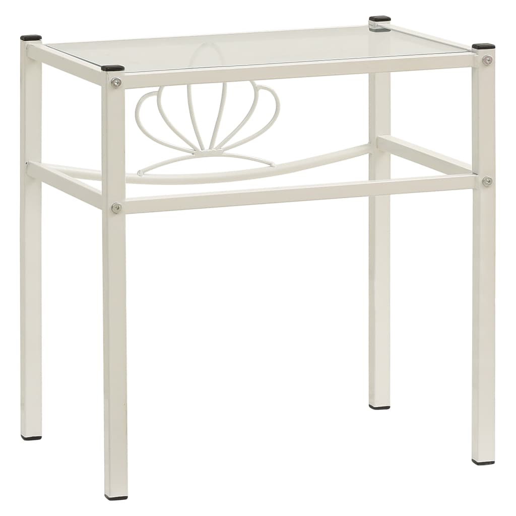 Nachttische 2 Stk. Weiß Transparent Metall und Glas