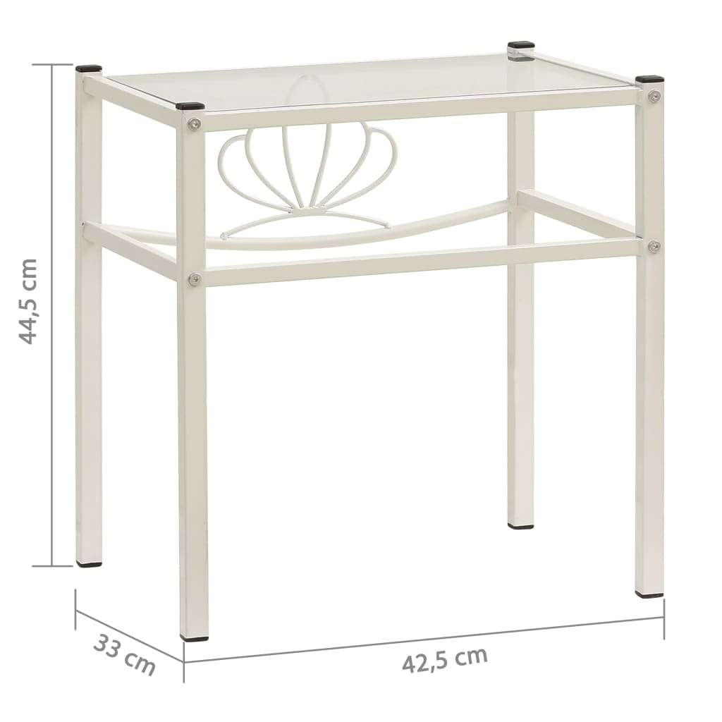 Nachttische 2 Stk. Weiß Transparent Metall und Glas