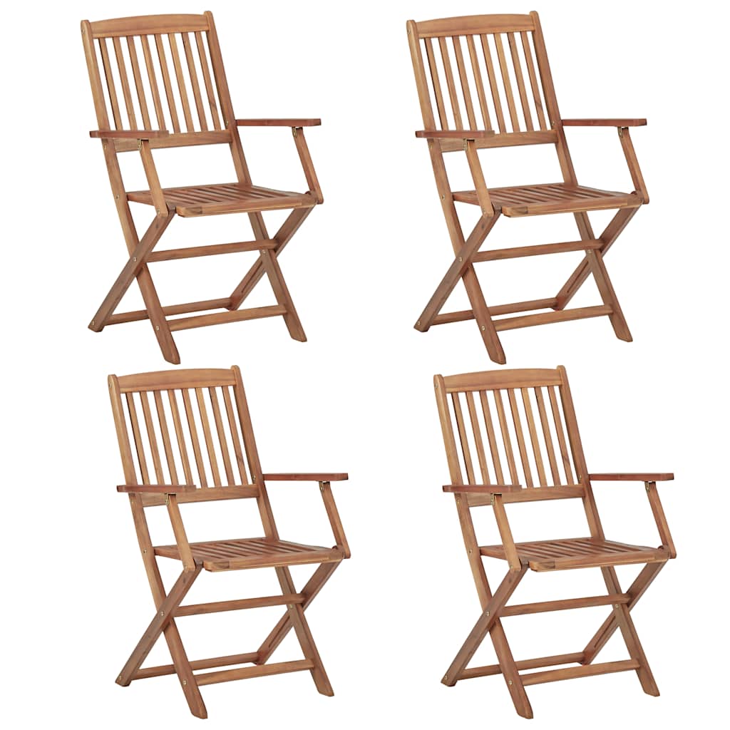 Klappstühle, 4 Stück, massives Akazienholz