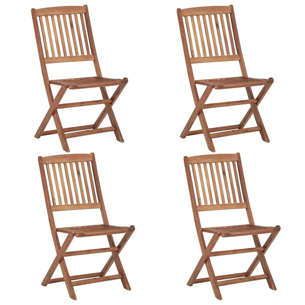 Klappstühle, 4 Stück, massives Akazienholz