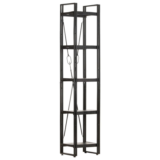 Bookcase 5 compartments black 40x30x180 cm mango solid wood