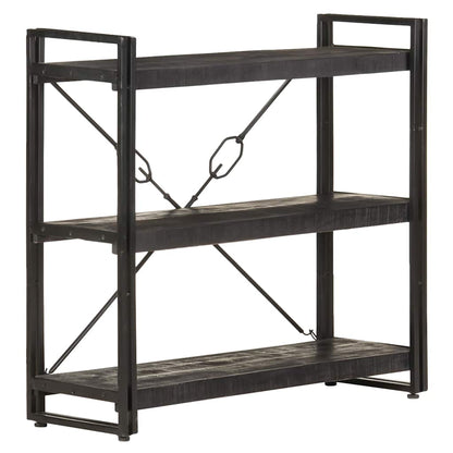 Bücherregal 3 Fächer Schwarz 90x30x80 cm Mango Massivholz