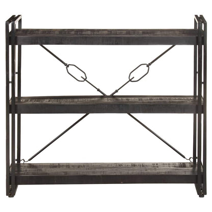 Bücherregal 3 Fächer Schwarz 90x30x80 cm Mango Massivholz