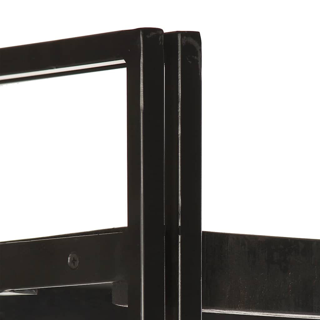 Bücherregal 3 Fächer Schwarz 90x30x80 cm Mango Massivholz