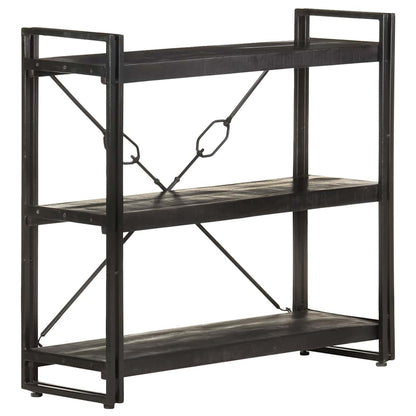 Bücherregal 3 Fächer Schwarz 90x30x80 cm Mango Massivholz