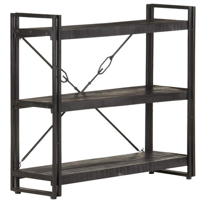 Bücherregal 3 Fächer Schwarz 90x30x80 cm Mango Massivholz