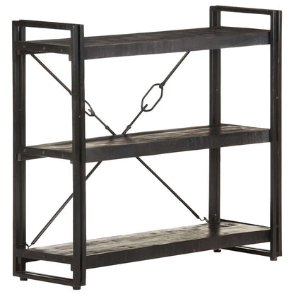 Bücherregal 3 Fächer Schwarz 90x30x80 cm Mango Massivholz
