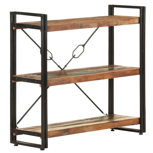 Bibliothèque 3 compartiments 90x30x80 cm en bois massif de récupération