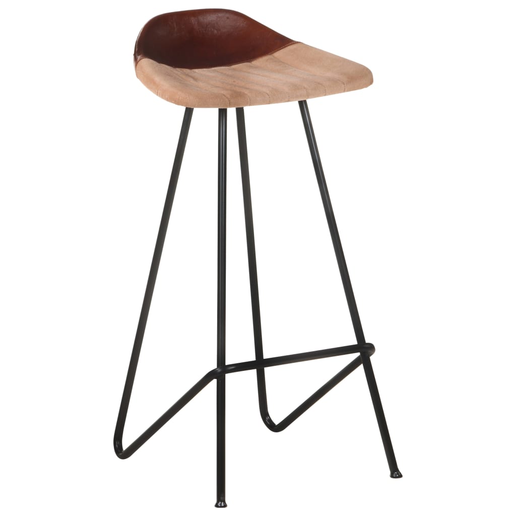 Barhocker 4 Stk. Braun Echtleder