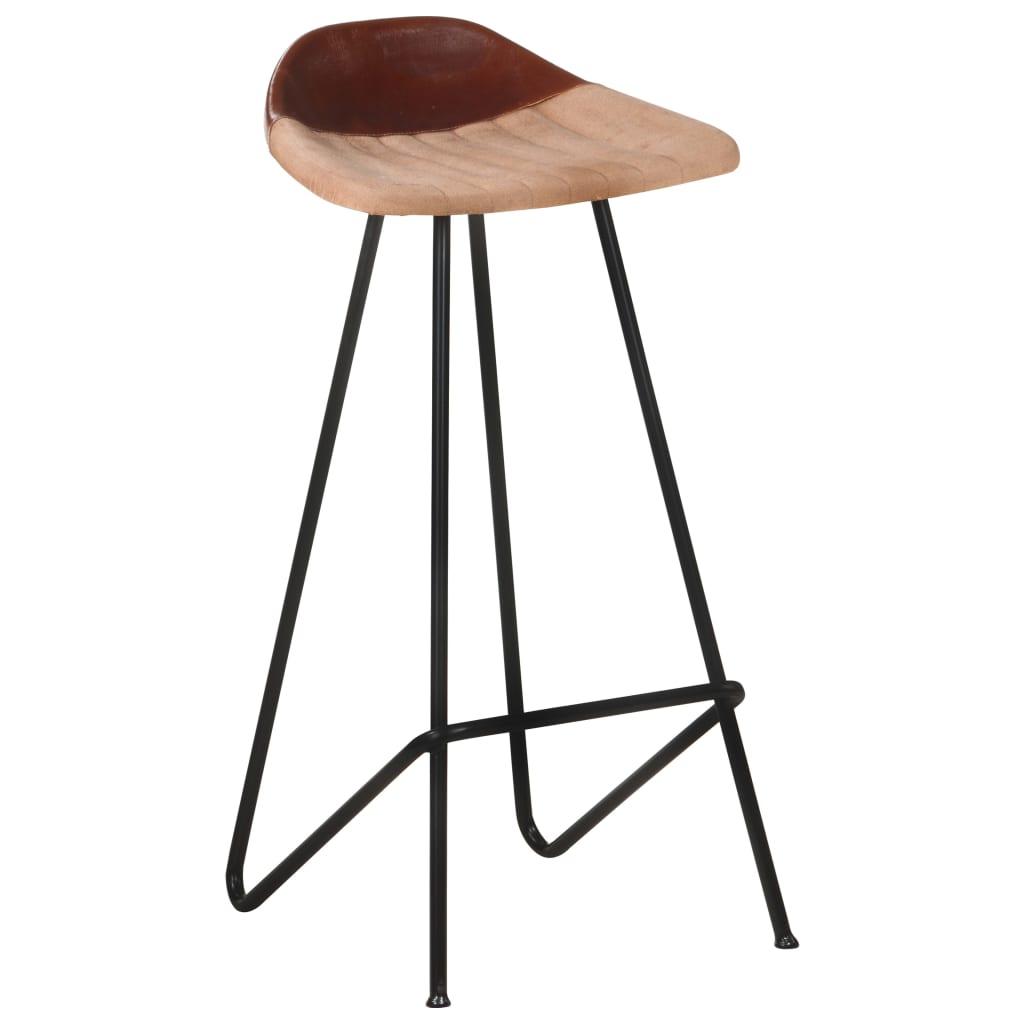 Barhocker 4 Stk. Braun Echtleder