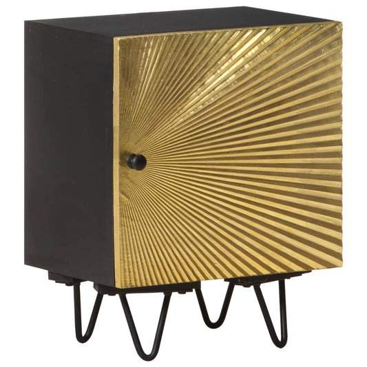 Bedside table with brass front 40x30x50 cm solid mango wood