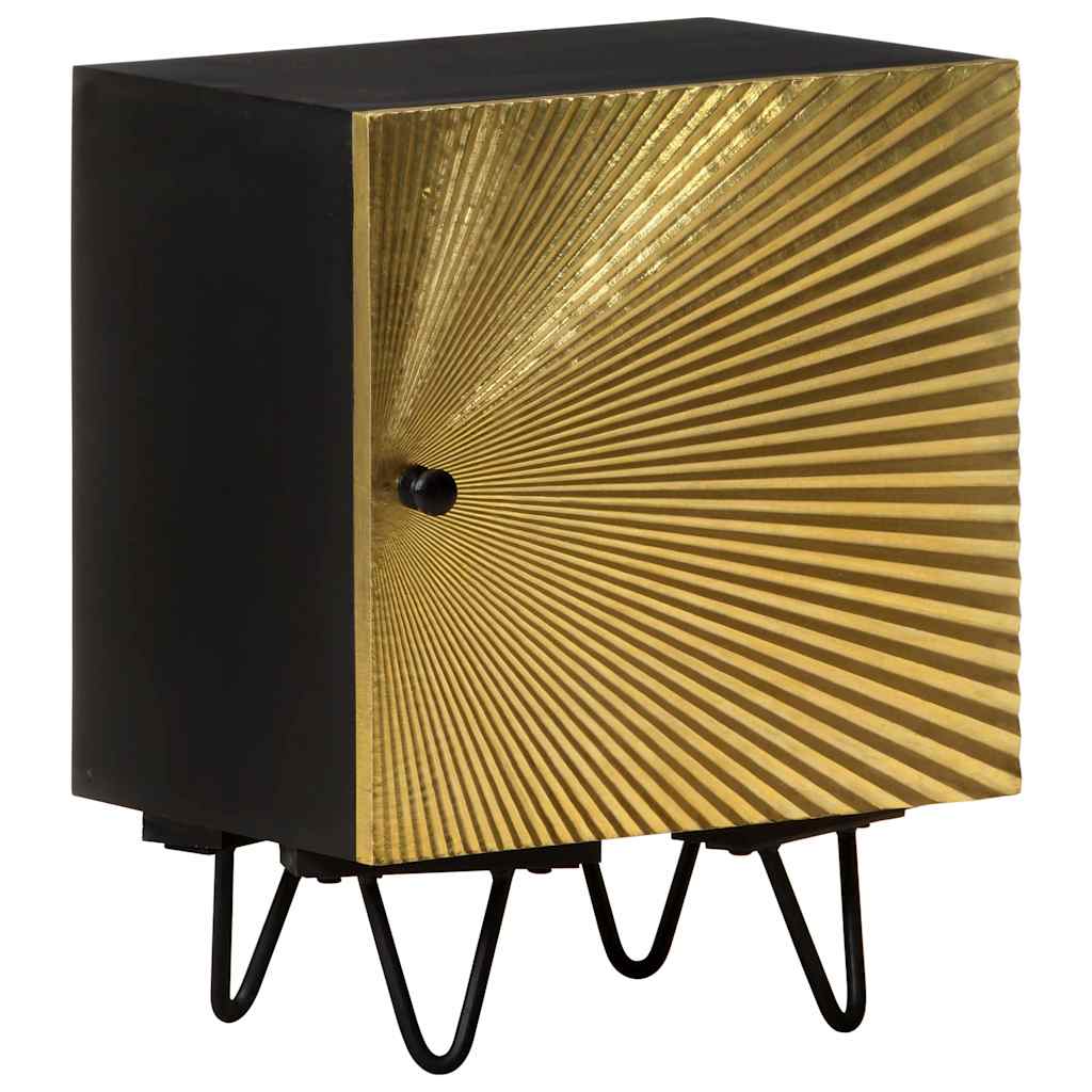 Nachttisch mit Messing-Front 40x30x50 cm Massivholz Mango