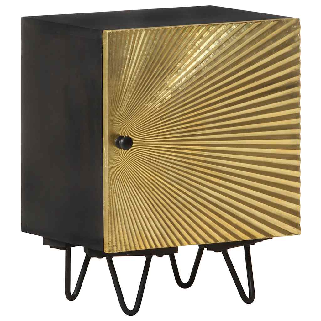 Nachttisch mit Messing-Front 40x30x50 cm Massivholz Mango