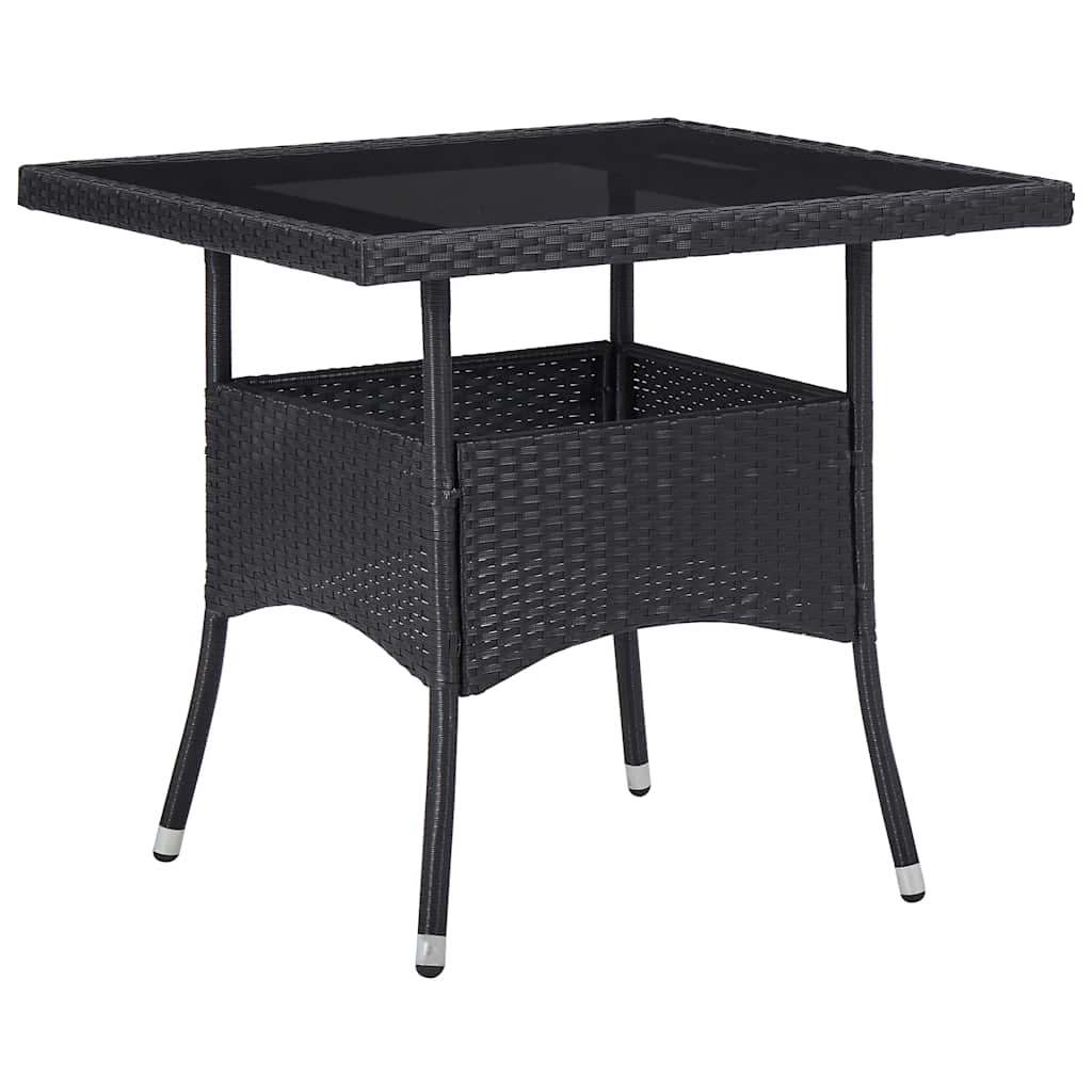5-tlg. Garten-Essgruppe Schwarz Poly Rattan und Glas