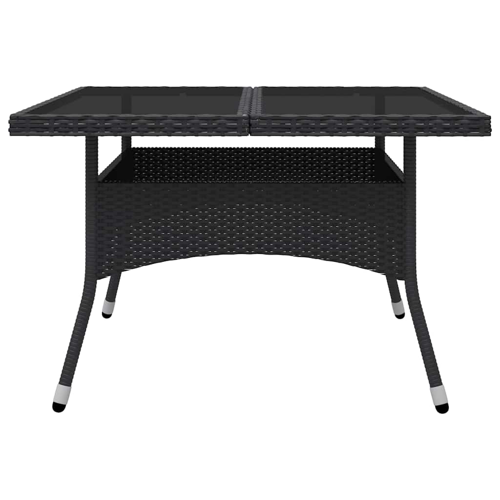 9-tlg. Garten-Essgruppe Poly Rattan und Glas Schwarz