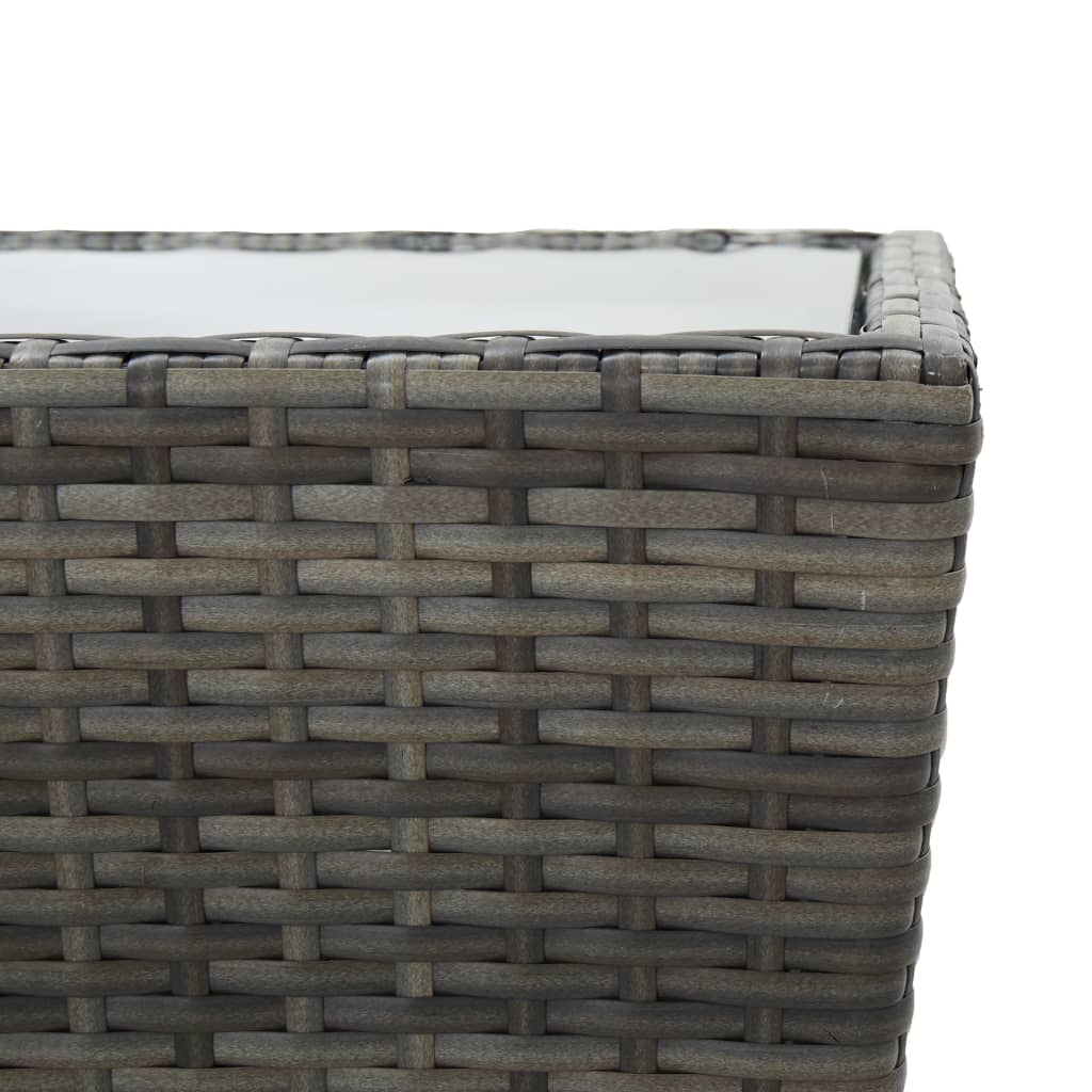 3-tlg. Bistro-Set Poly Rattan und Hartglas Grau