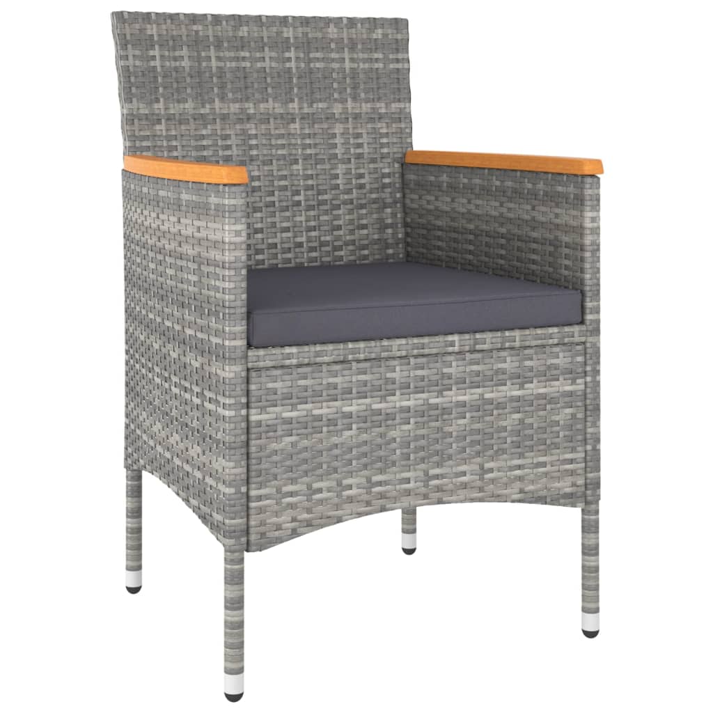 5-tlg. Garten-Bistro-Set Poly Rattan und Hartglas Grau