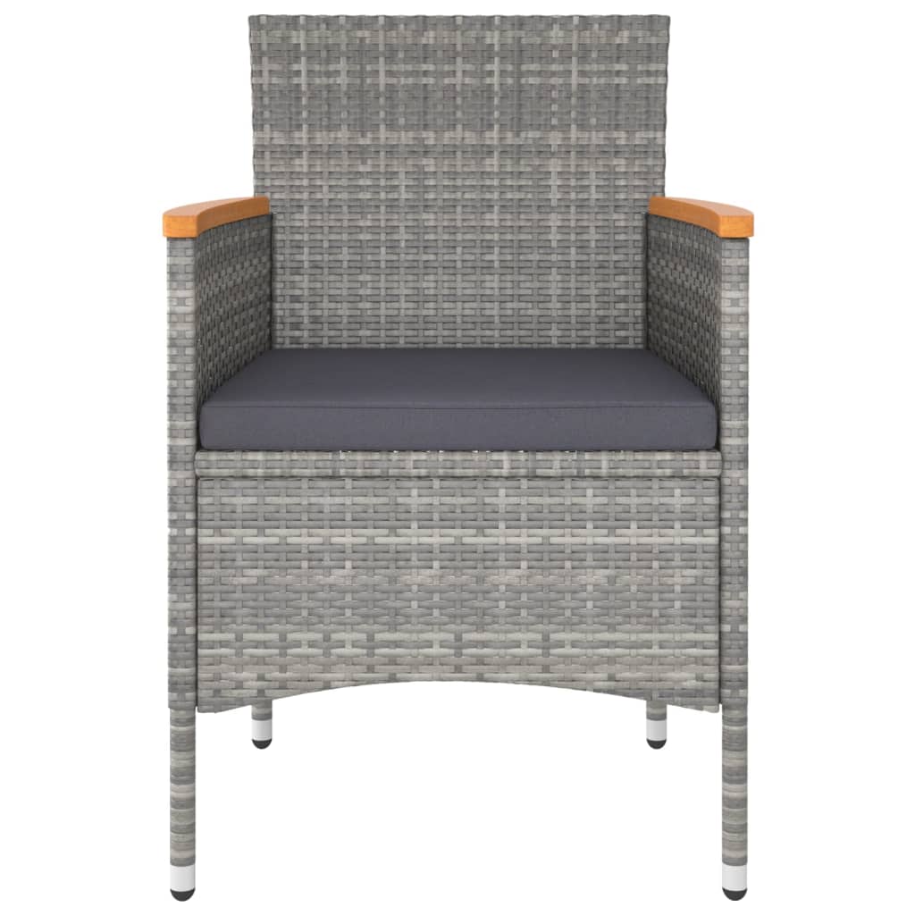 5-tlg. Garten-Bistro-Set Poly Rattan und Hartglas Grau