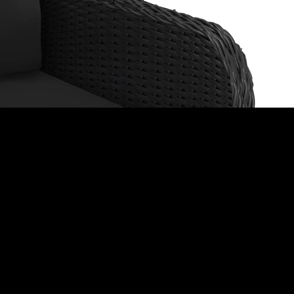 5-tlg. Garten-Essgruppe Poly Rattan und Akazienholz Schwarz