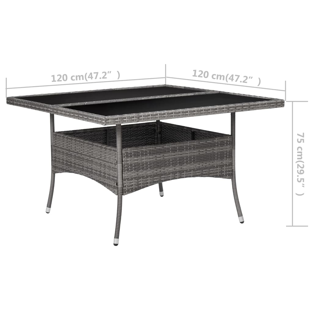 9-tlg. Garten-Essgruppe Poly Rattan und Glas Grau