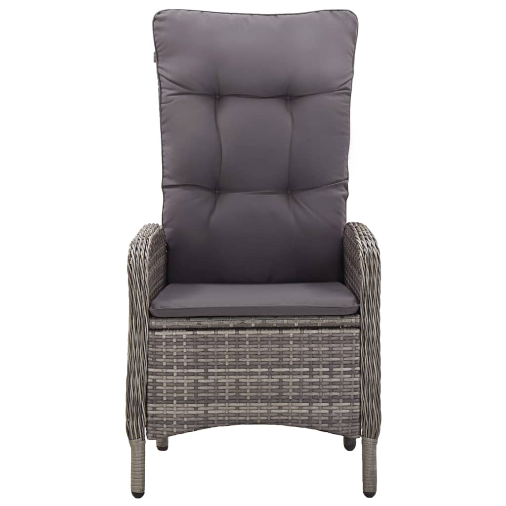 3-tlg. Garten-Bistro-Set Poly Rattan Grau