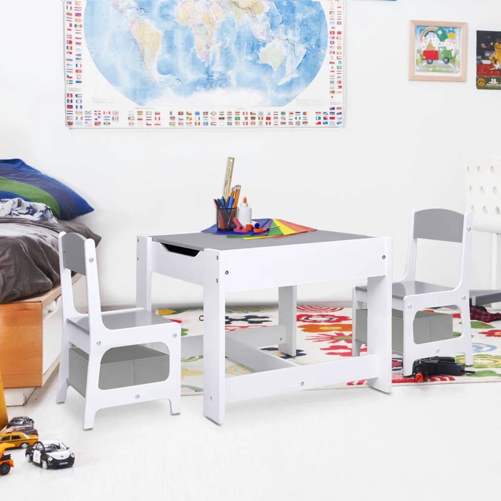 Table enfant avec 2 chaises MDF blanc