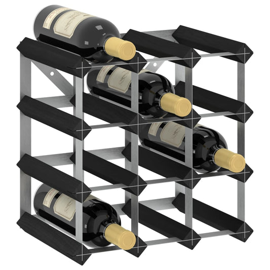 Casier à vin pour 12 bouteilles en bois de pin massif noir