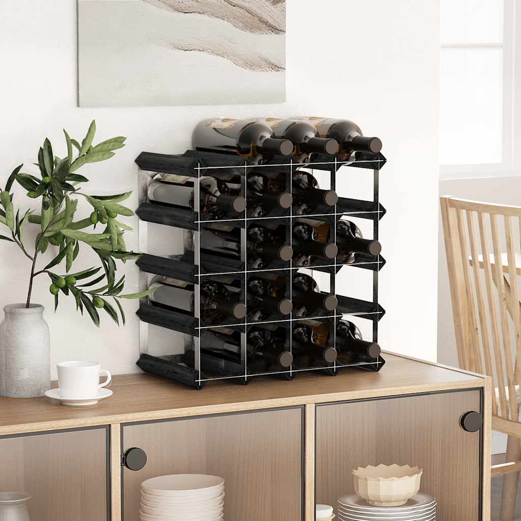 Weinregal für 20 Flaschen Schwarz Massivholz Kiefer