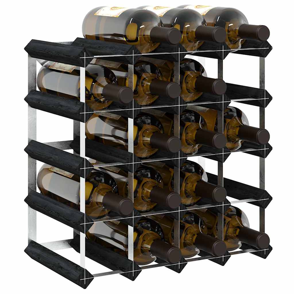 Weinregal für 20 Flaschen Schwarz Massivholz Kiefer