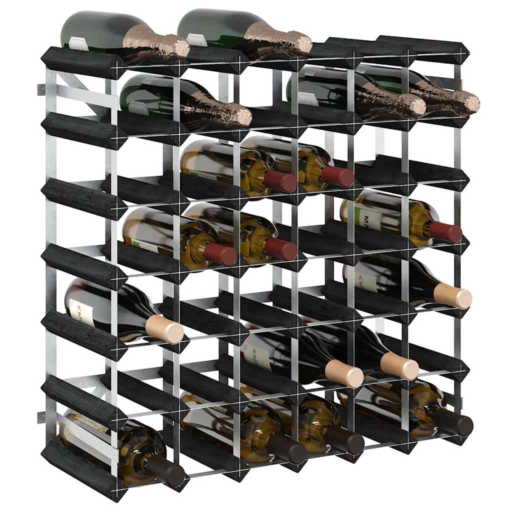 Weinregal für 42 Flaschen Schwarz Massivholz Kiefer