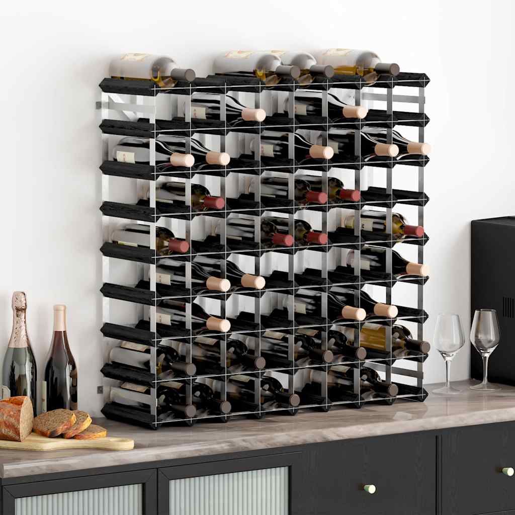 Weinregal für 72 Flaschen Schwarz Massivholz Kiefer
