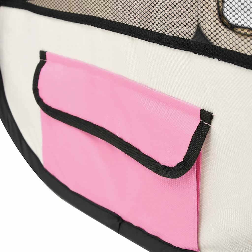 Faltbarer Welpenlaufstall mit Tragetasche Rosa 145x145x61 cm