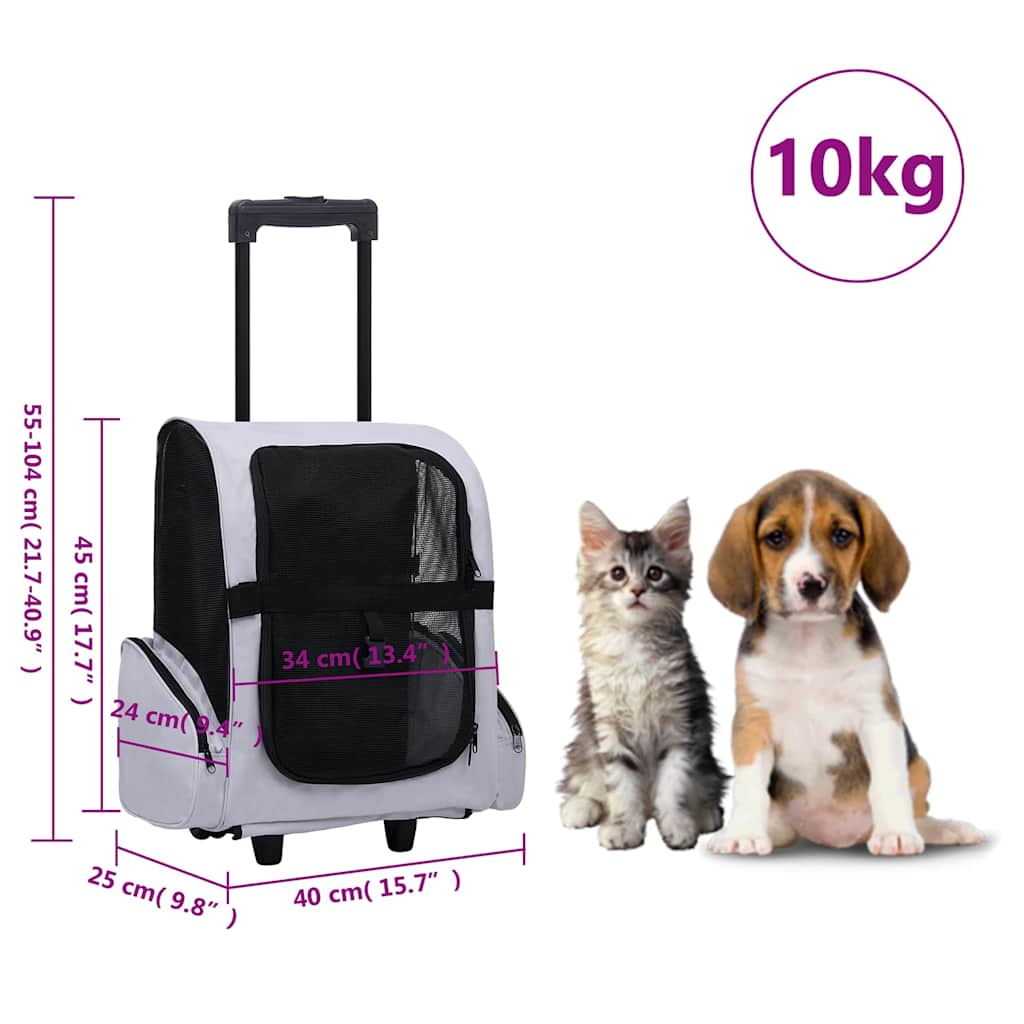 Trolley für Haustiere 3-in-1 Faltbar Grau