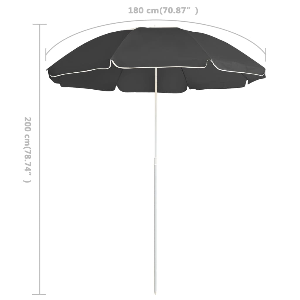 Parasol with steel pole anthracite 180 cm